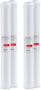 LiquaGen Activated Alumina + Carbon + KDF-55 Replacement Water Filter Cartridge – Helps Manage Fluoride, Chlorine & Taste, Refillable 2.5" x 10", 2.5" x 20", 4.5" x 10", 4.5" x 20" (4, 2.5" x 20")