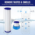 CFS – Whole House Water Filter Cartridges Compatible with EQ-304-20, EQ-PFC.35 Models – Removes Bad Taste and Odor – Replacement Filter Cartridge (4 Pack - Pleated Filter)