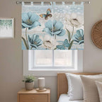 Spring Floral Bedroom Curtains 63 Inch Length, Window Curtains Tab Top, Vintage Tulips Flower Butterfly Retro Wood Blue Light Filtering Window Treatments Drapes 42"x63" 2 Panel