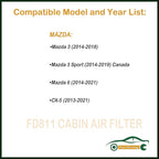 FUN-DRIVING 3 Pack FD811 Cabin air filter for Mazda 3,6,CX-5, Replacement for CF11811,KD45-61-J6X