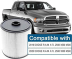 AULDAY Fuel Filter Fits for Ram 2500 3500 4500 5500 6.7L 2019 2020 2021 2022 Diesel Engine For Ram 1500 2020 3.0L V6 Eco Diesel Frame Chassis Mounted OE# 68436631AA PF46152