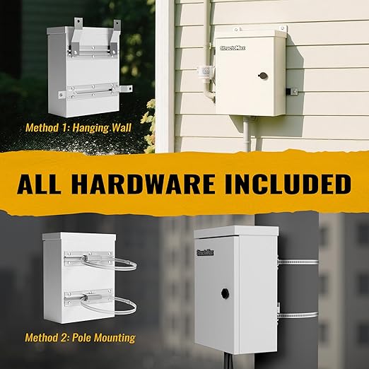 Steel Electrical Box, 16"x12"x8" Steel Enclosure, IP67 Waterproof & Rust-Resistant, Outdoor/Indoor Electrical Junction Box with Mounting Plate for Wall/Pole Mount
