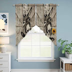 Funny Farm Animals Swag Valances for Windows, Vintage Barn Brown Sunflowers Rod Pocket Kitchen Curtains Valance, Kitchen Window Curtains Swag for Cafe Bathroom Living Room, 2 Panels, 36x63 inch