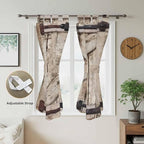 Farmhouse Wood Grain Bedroom Curtains 72 Inch Length, Window Curtains Tab Top, Vintage Country Barn Gate Brown Light Filtering Window Treatments Drapes 52"x72" 2 Panel
