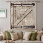 Farmhouse Wood Grain Bathroom Curtains 63 Inch Length, Window Curtains Tab Top, Vintage Country Barn Gate Brown Light Filtering Window Treatments Drapes 52"x63" 2 Panel