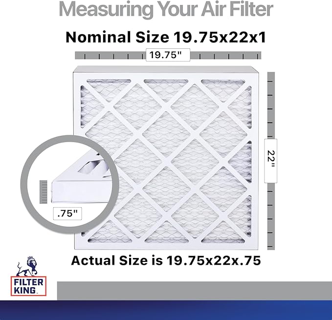 Filter King 19.75x22x1 Air Filter | 4-PACK | Carbon MERV 8 HVAC Pleated A/C Furnace Filters | MADE IN USA | Actual Size: 19.75 x 22 x .75"