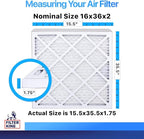 Filter King 16x36x2 Air Filter | 6-PACK | MERV 8 HVAC Pleated A/C Furnace Filters | MADE IN USA | Actual Size: 15.5 x 35.5 x 1.75"