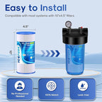 ICEPURE 5 Micron 10" x 4.5" Whole House Sediment Pleated Water Filter Replacement for GE FXHSC, Culligan R50-BBSA, Pentek R50-BB, DuPont WFHDC3001, W50PEHD, GXWH40L, GXWH35F for Well Water, 4PACK