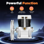 Air Compressor Pump Head, 2HP Air Compressor Pump-Head, 1500W Portable 52.83Gal/Min 10.24in Pulley Outer Diameter Aluminum Painting Twin Cylinder W/oil drain plug, Air Filter Muffler