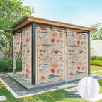 Vintage Outdoor Curtains for Patio Sharks Whales Lobsters Biographies Waterproof Outside Curtains with Grommet Top Weatherproof Curtain for Cabana Pergola Gazebo, 1 Panel, 54" W x 84" L