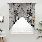 Funny Farm Animals Swag Valances for Windows, Vintage Barn Grey Sunflowers Rod Pocket Kitchen Curtains Valance, Kitchen Window Curtains Swag for Cafe Bathroom Living Room, 2 Panels, 36x45 inch