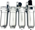 4 STAGE SUPER DUTY INDUSTRIAL GRADE ULTRA CLEAN FILTER REGULATOR COALESCING DESICCANT DRYER SYSTEM FOR COMPRESSED AIR LINES METAL BOWLS GREAT FOR PAINT SPRAY AND PLASMA CUTTER (1"NPT AUTO DRAIN)