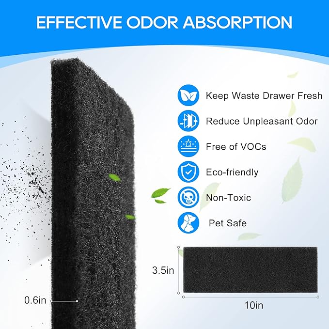 10-Pack Carbon Filters Compatible with Litter-Robot 3, Activated Carbon Litter Box Filter Compatible with Litter-Robot 3 Self Cleaning Cat Litter Box Filters, Accessories Replacement