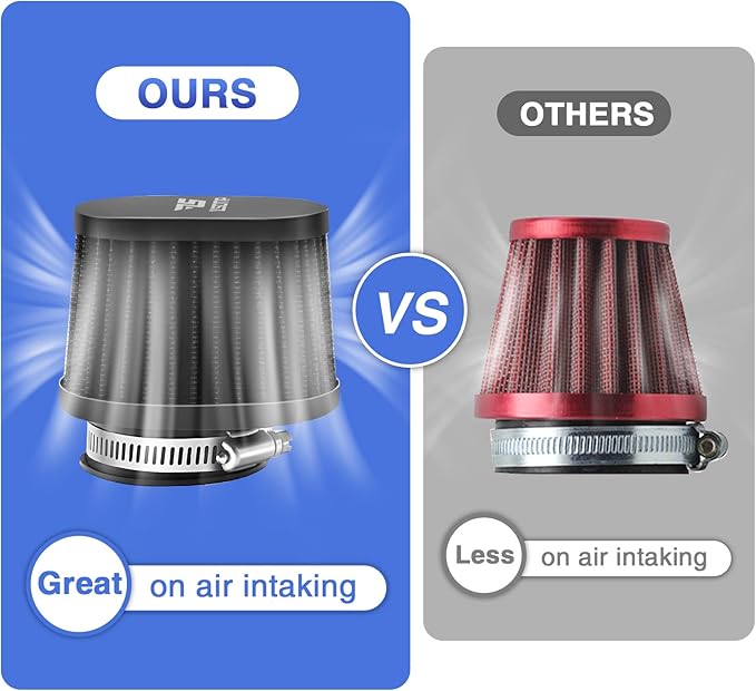 2PCS Motorcycle Air Filter Universal 42MM Replacement Engine Filter Dirt Bike High Performance Air Filters Fit Motocross Carburetor Cleaner for Pit Bike Scooter Moped ATV (Black)