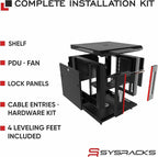 Sysracks 12U Wall Mount Server Rack Cabinet, 19” Locking Network Rack, 24” Deep, Glass Door, with Fan, PDU and Shelf