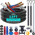 CheeMuii 12 FT Semi Truck Air Line Kit With Gladhand Holder and Springs - Red & Blue Brake Hoses and 7 Way Trailer Cord 3-in-1 for Tractor