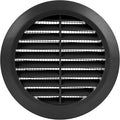 Black 4" Inch Round Ventilation Grille with Insect mesh. (Duct 4Ø / Grille 5Ø) Ventilation Applications. Indoor and Outdoor Vent Cover. Available 3 Sizes / 4 Colors.