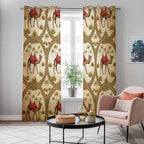 2 Panel Kitchen Cafe Curtains, Brown Desert Camels Sunlight Filtering Nature Air Through, Window Decor Tier Curtains for Living Room 104W x 96L inch Tropical Date Coconut Trees Cords Leaves