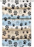 Sheer Curtains 63 Inch Length, Blue Dog Paw Print Semi Sheer Curtains Light Filtering Window Treatment, Vintage Farmhouse Rustic Wooden Grain Privacy Voile Drapes for Living Room Bedroom 52x63 Inch