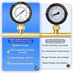 MEANLIN MEASURE 0~60Psi 1/4" NPT Start and Clean Filter Pressure Gauge, Suitable for Swimming Pool, Spa, Aquarium, Lower Mount(Pack of 2), with 1/2" NPT and 3/8" NPT Hex Bushing