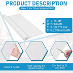 Pangda Merv 8 Filter Material, 19.37 Ft² Cut to Fit Air Vent Filters for Clean Living Basic Dust and Pet Dander Pollen Smoke Microns for Home AC HVAC, Efficiency Breathable DIY Design