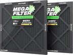PuroAir MegaFilter - 20x20x1 Air Filter MERV 13 Activated CarbonTech Defense - Heavy Duty 3 Layer Furnace Filters Allergens, Pollen, Dust, Pet Dander, Smoke, Odors - HVAC Air Filter 20x20x1 (2-Pack)