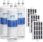 GOLDEN ICEPURE RWF6700A Refrigerator Water Filter Replacement for Everydrop® Filter 1, W10295370A with Air Filter Replacement for W10311524, FreshFlow AIR 1, 3 PACK