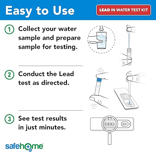 Safe Home® DIY Lead in Drinking Water Test Kit – Advanced Detection to 4 PPB – 5-Minute Test – 3 Levels of Test Results – EPA Lab Certified – Made in The USA – (2 Pack)