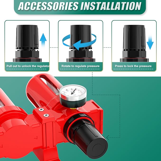 Industrial Grade 4-Stage Aluminum Air Drying System, 1/4 Inch NPT, 0-150 PSI, Desiccant Dryer, air Regulator, Particulate Filter and Coalescing Filter (Manual Drainage)