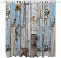 Blue Grey Wooden Living Room Curtains 84 Inch Length, Window Curtains Tab Top, Farmhouse Barn Sunflowers Retro Light Filtering Window Treatments Drapes 52"x84" 2 Panel