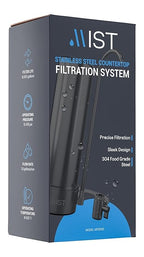 Mist Countertop Water Filter, 5-Stage Water Filtration System Countertop Technology, 8000 Gallon Capacity, Stainless Steel, Reduces Heavy Metals, Chlorine, Bad Taste & Odor (1 Filter Included)