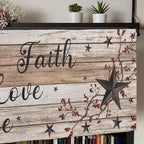 Rustic Star Brown Curtain Valances for Windows, Kitchen Valance Window Treatment, Vintage Plants Berry Wooden Grain Light Filtering Block Curtains for Bathroom/Bedroom/Living Room 54'' x 18''
