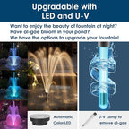 AquaMiracle All-in-One Koi Pond Filters for Outdoor Ponds 200-350 Gal, Pond Fountain Pump with 3 Spray Patterns, Fountain Kit with 400GPH Water Pump for Garden, Water Feature, Bird Baths