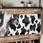 Cow Printed Curtain Valances for Windows, Kitchen Valance Window Treatment, Farmhouse Watercolor Country Wooden Grain Light Filtering Block Curtains for Bathroom/Bedroom/Living Room 60'' x 18''