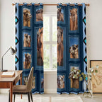 2 Panel Kitchen Cafe Curtains, Desert Camels Sunlight Filtering Nature Air Through, Home Decor Window Covering Tier Curtains for Living Room 80W x 84L inch Wildlife Brown Animals Blue Geometric