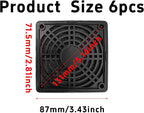 6Pcs 80mm Cooling Fan Filter, Plastic Dustproof Mesh Cover for PC Computer Case, Effective Dust Protection, Easy Installation, Reusable Filter Grill Black