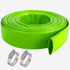 2 inch x 100 FT Pool Backwash Hose, Green Heavy Duty Reinforced PVC Lay Flat Water Discharge Hose for Swimming Pool Filter Pump,with 2 Clamp