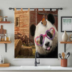 Farm Panda Bathroom Curtains 63 Inch Length, Window Curtains Tab Top, Farmhouse Barn Funny Animals Butterfly Light Filtering Window Treatments Drapes 52"x63" 2 Panel