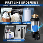 iSpring WSP50ARJ, NSF Certified, Spin-Down Sediment Water Filter, Upgraded Jumbo Size, Large Capacity, Reusable with Touch-Screen Auto Flushing Module, Brass Top Clear Housing, 50 Microns