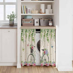 Farmhouse Spring Kitchen Curtains, Retro Bicycles Flowers Vines Butterfly Light Filtering Window Curtain Panels, 2Pcs Rod Pocket Window Treatments Set for Cabin Bathroom Bedroom 52x45 Inches