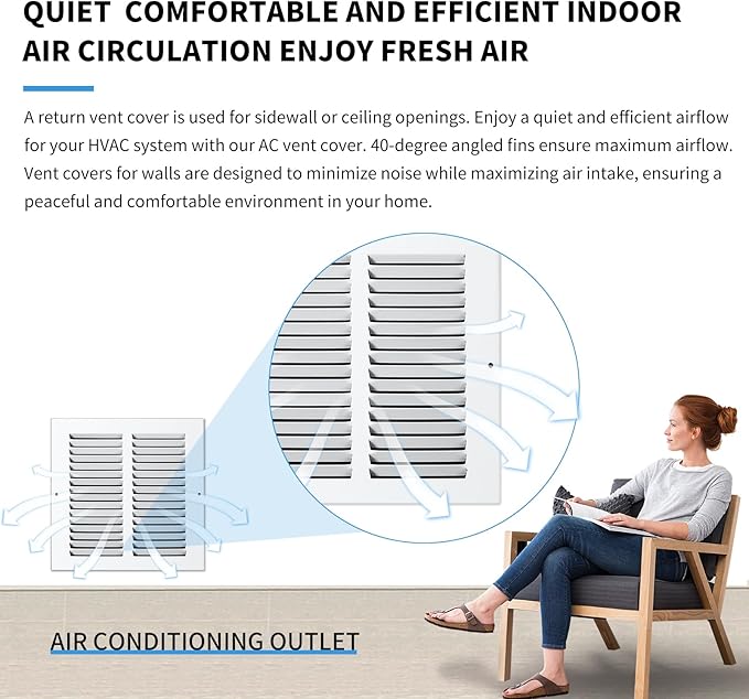 12x6 Vent Cover(Duct Opening Size),Air Return Vent Cover,Flat Vent Cover,Rejillas De Aire Acondicionado para Casa,Return Air Grilles,Outer Dimensions:13.75"W x 7.75"H(12"W x 6"H, Duct Opening)