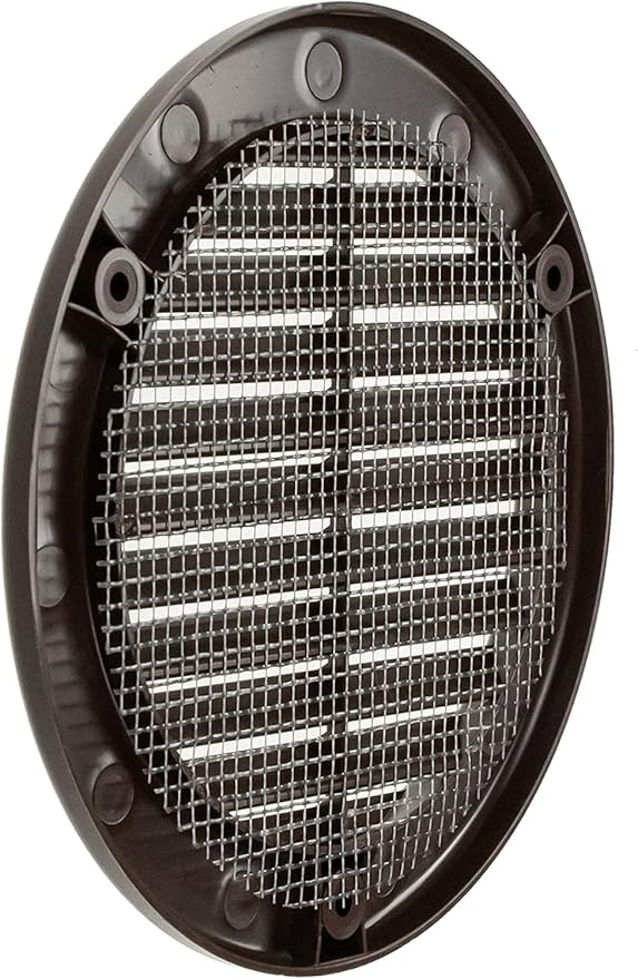 Vent Systems 4" Inch (Opening Dimensions) - Pack of 100 - Brown Soffit Vent Cover - Plastic Round Air Vent Grille - Built-in Mesh Screen - HVAC Register Louver for Bathroom, Home, Kitchen