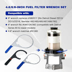 4.6/6/8-Inch Fuel Filter Wrench Set Compatible with Detroit Diesel DD-Series & Navistar Engines Replaces for 380134, 382 Fits Select Diesel Trucks