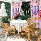 Hot Air Balloons Waterproof Outdoor Curtains for Patio, Windproof Weatherproof Curtains with Weighted Hem, Valentine's Day Watercolor Love Balloons Light Filtering Privacy Drapes for Porch 54"x 84"