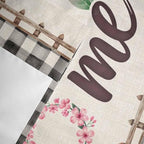 Spring Flowers Curtain Valances for Windows, Kitchen Valance Window Treatment, Vintage Watercolor Black Plaid on Linen Light Filtering Block Curtains for Bathroom/Bedroom/Living Room 60'' x 18''