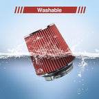Universal Clamp On Air Intake Filter fits 3 In /3.5 In /4 In Three Different Size, Cone Air Intake Filter（Red）