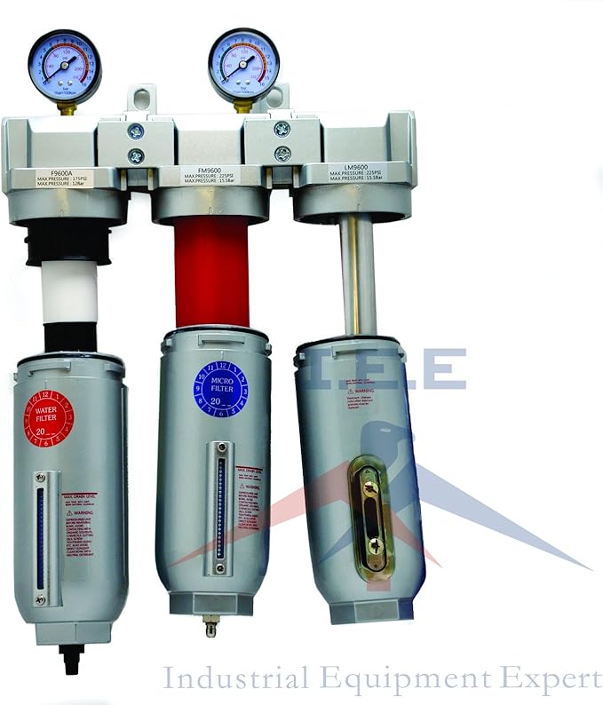 1" Inline Compressed Air Regulator Filter Desiccant Dryer Moisture Separator 4 Stage In Line Air Filtration System