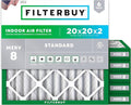 Filterbuy 20x20x2 Air Filter MERV 8 Essential Dust & Allergy Defense (6-Pack), Electrostatic Pleated HVAC AC Furnace Filters Replacement, Made in USA (Actual Size: 19.50 x 19.50 x 1.75)