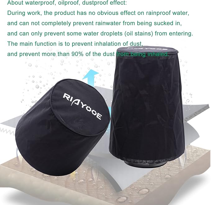 Performance Air Filter Cover Waterproof Universal Fit for Performance Air Intake Filter, Dustproof Protection Cover of High-Flow Cone Air Intake Filter