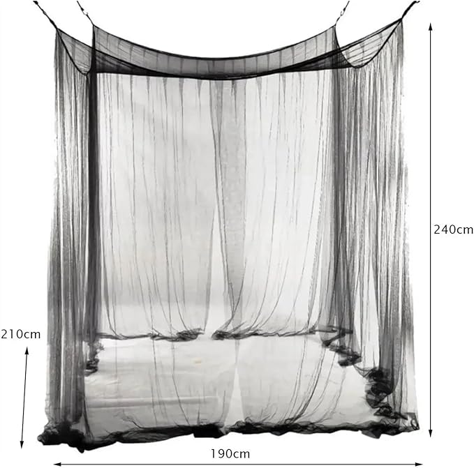 Canopy Bed Curtains Black/White/Beige Elegant Lace Canopy Curtain for Double King Size Bed(Black)